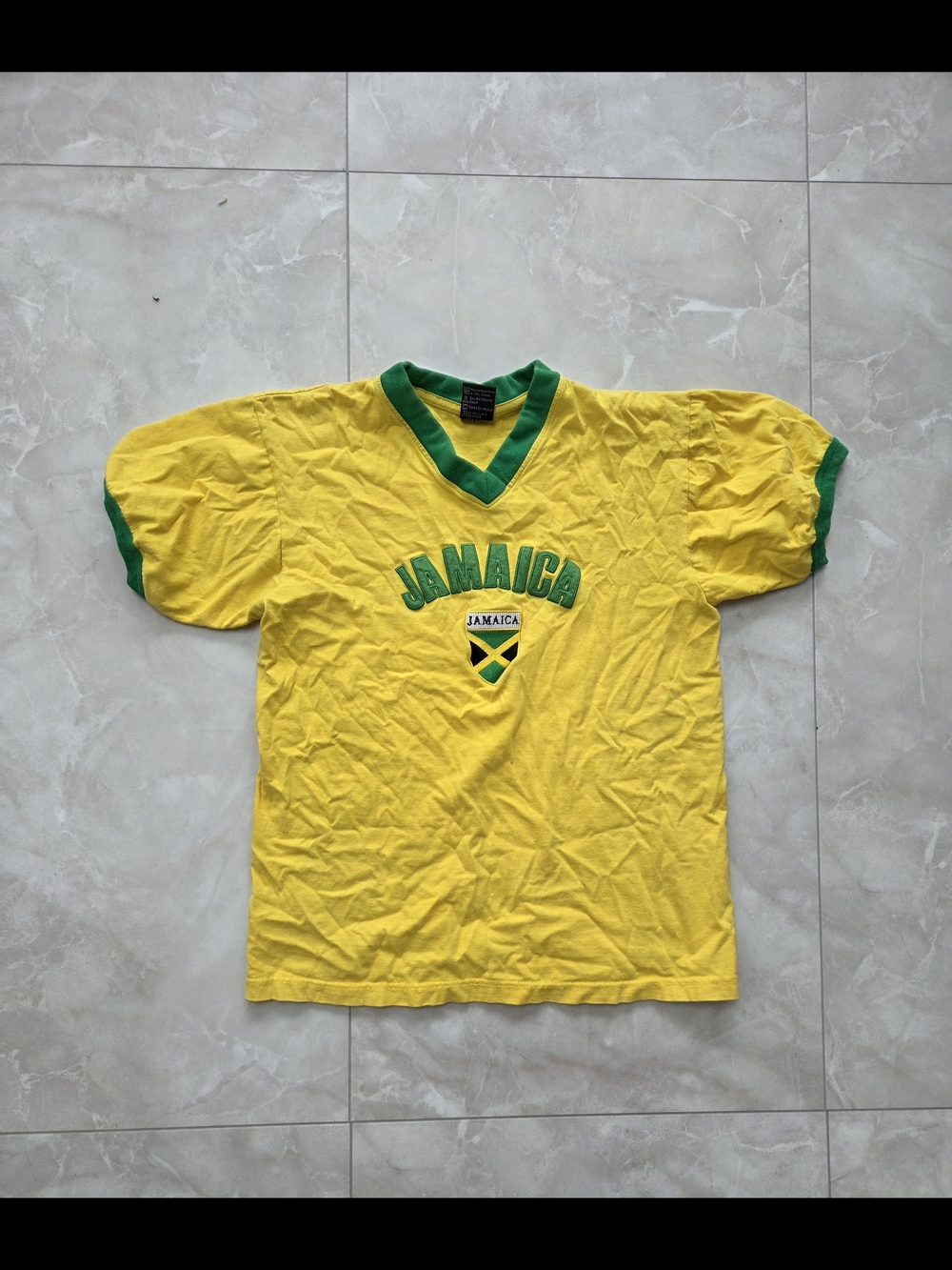 Jamaica Yellow & Green Tee- V-Neck